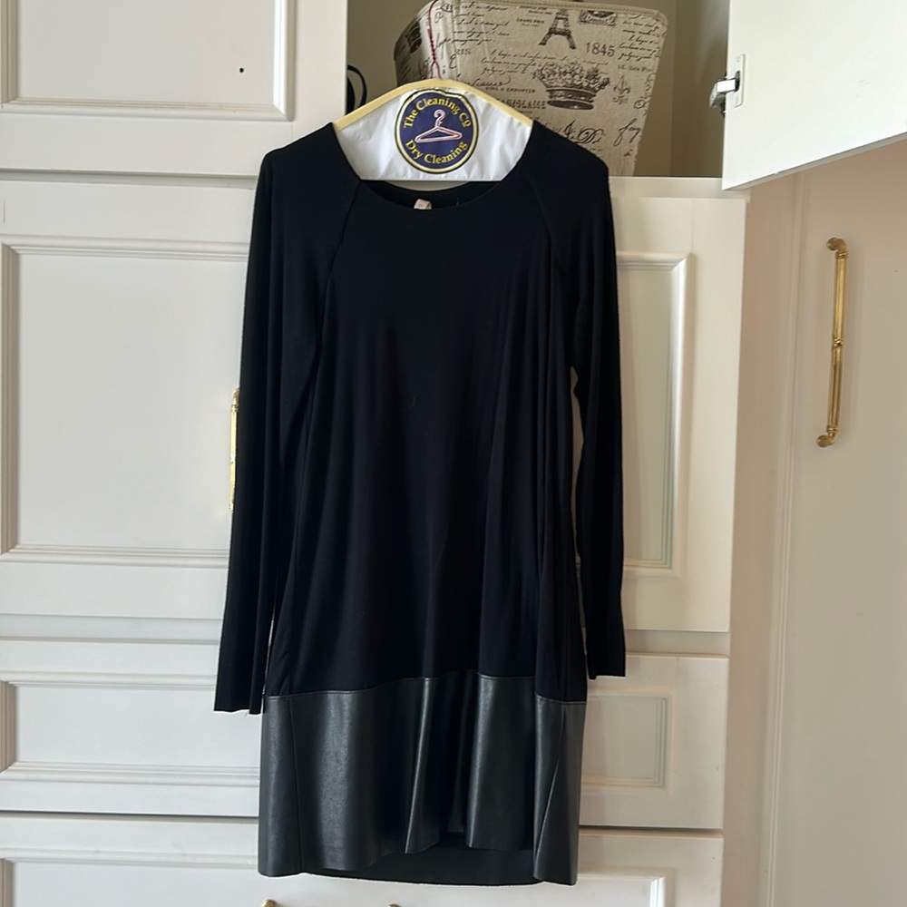 Black dress with fraux leather on the bottom